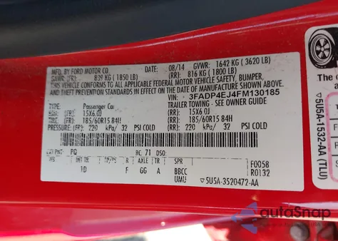 2015 Ford Fiesta Se из США, поврежденный, VIN 3FADP4EJ4FM130185